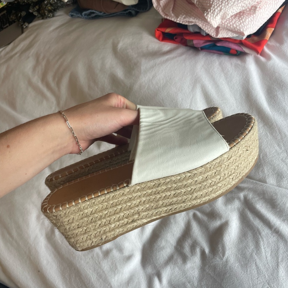 BAMBOO White Platform Espadrille Slide Sandals